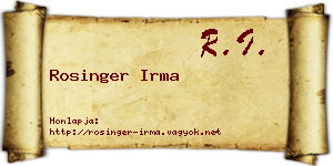 Rosinger Irma névjegykártya